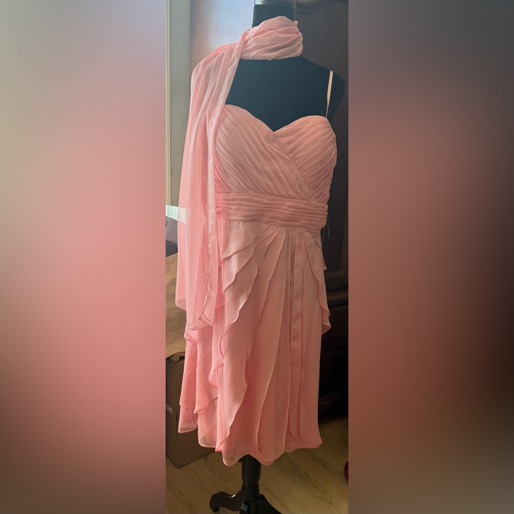 Adriana Pappell Strapless Draped Fluttered Dress